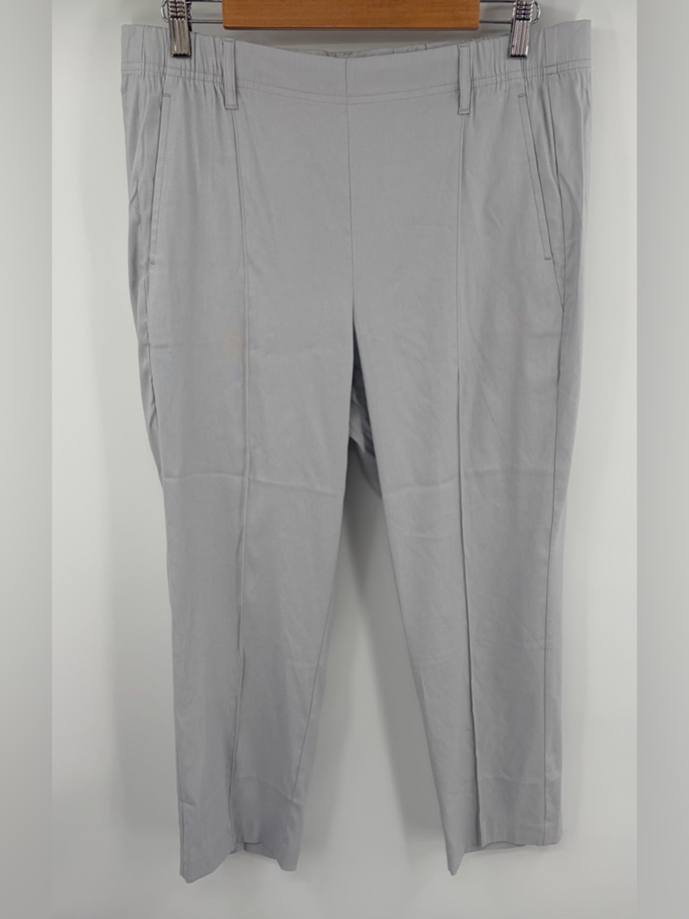 J.Jill linen blend stretch light gray straight leg pull on pant women’s L NWT